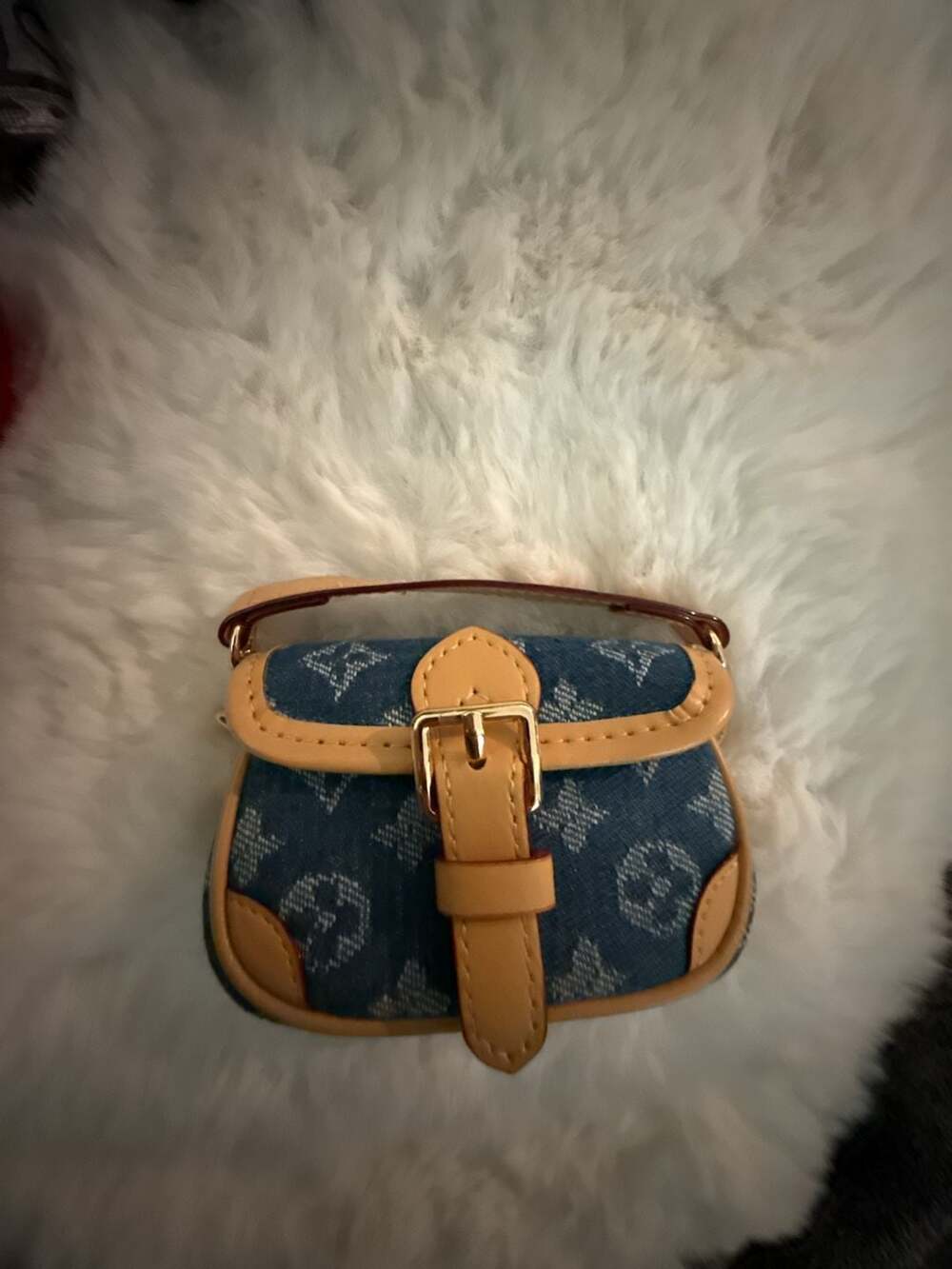 Denim and Tan Mini Bag/Purse.